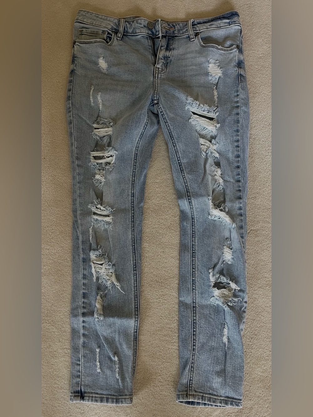 Fashion Nova Light Blue Ripped Skinny Jeans